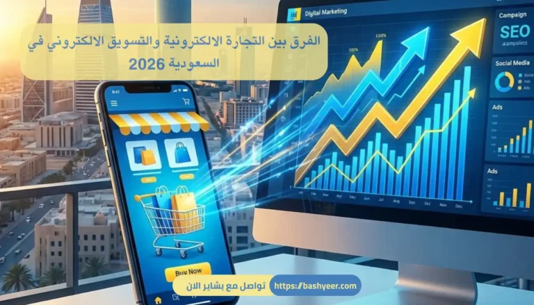 الفرق بين التجارة الالكترونية والتسويق الالكتروني في السعودية 2026